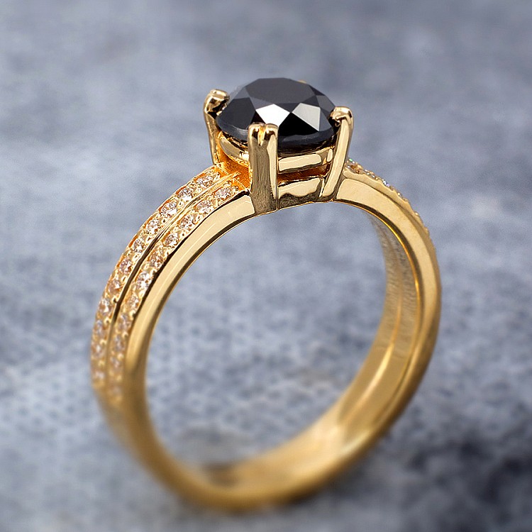 Engagement ring i122376DnDi in Gold with Black Diamond and Diamonds