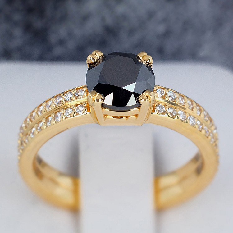 Engagement ring i122376DnDi in Gold with Black Diamond and Diamonds