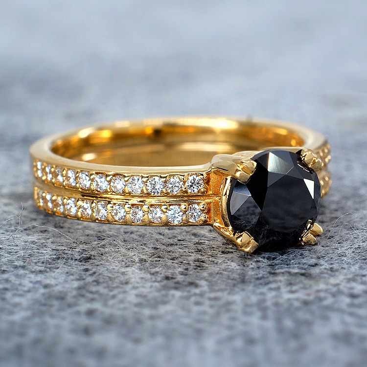 Engagement ring i122376DnDi in Gold with Black Diamond and Diamonds