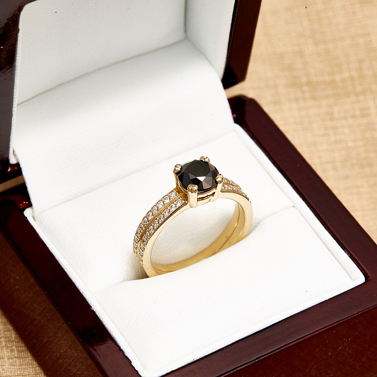 Engagement ring i122376DnDi in Gold with Black Diamond and Diamonds