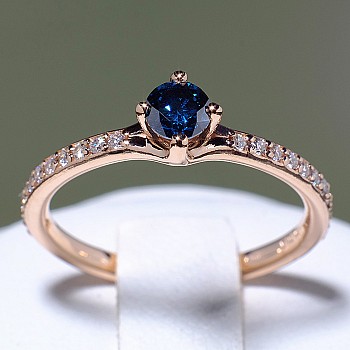 Engagement ring i122392DbDi in Gold with Blue Diamond and Diamonds