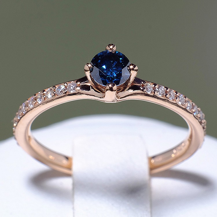 Engagement ring i122392DbDi in Gold with Blue Diamond and Diamonds