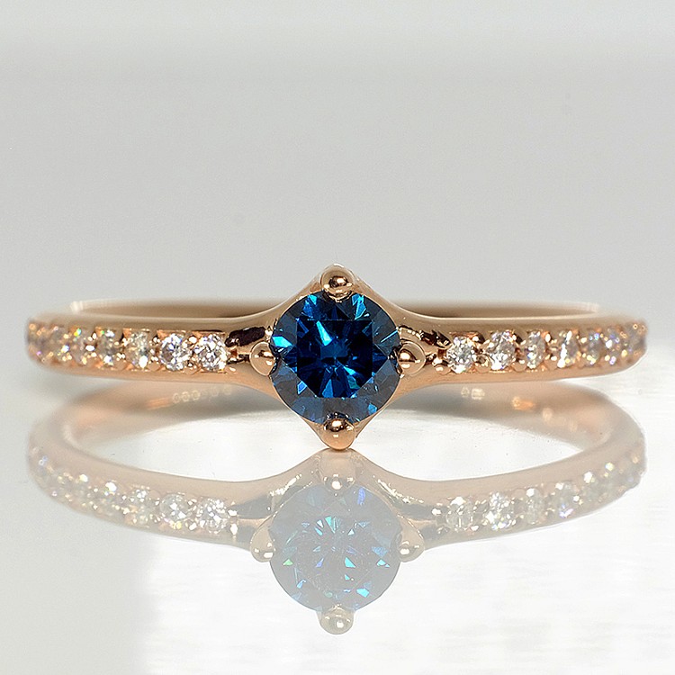 Engagement ring i122392DbDi in Gold with Blue Diamond and Diamonds