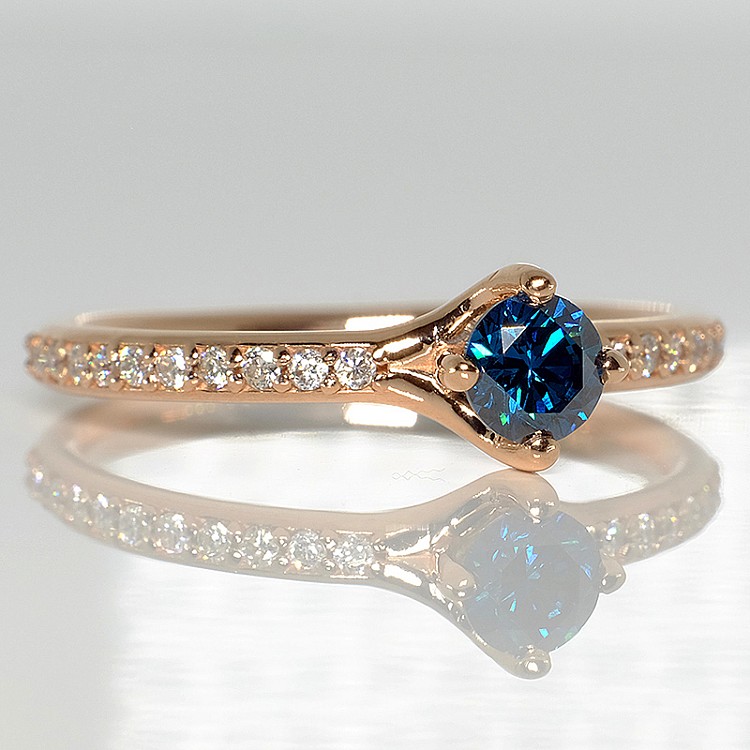 Engagement ring i122392DbDi in Gold with Blue Diamond and Diamonds