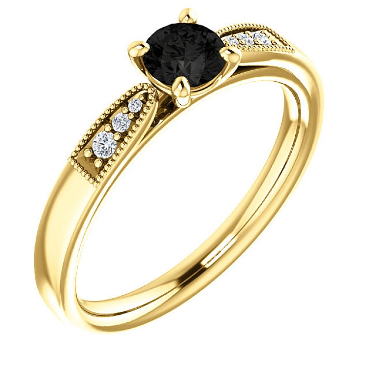 Engagement ring i122395DnDi in Gold with Black Diamond