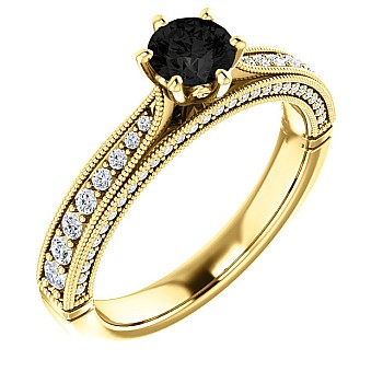 Engagement ring i122474DnDi in Gold with Black Diamond and Diamonds