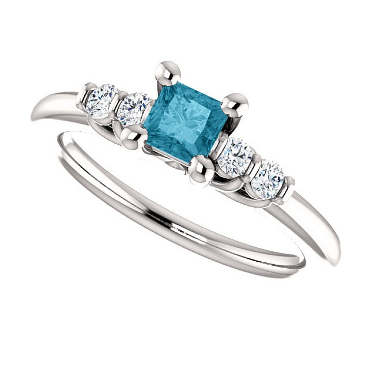 Engagement ring i122543DbDi in Gold with Blue Diamond and Diamonds