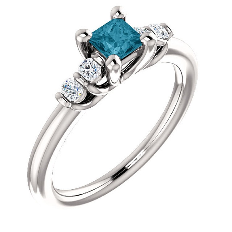 Engagement ring i122543DbDi in Gold with Blue Diamond and Diamonds