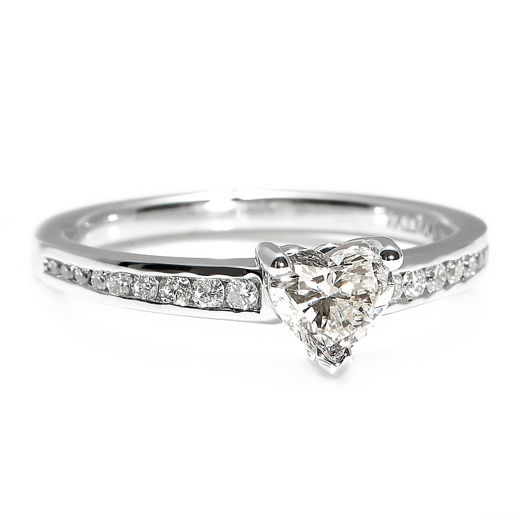 18k White Gold Side-Stone Engagement Ring with GIA Certified Heart Diamond i122866dihdi