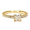 Engagement Ring Sidestone in 18k Yellow Gold with Cushion Diamond GIA Certified i122866DchDi