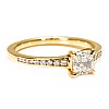 Engagement Ring Sidestone in 18k Yellow Gold with Cushion Diamond GIA Certified i122866DchDi