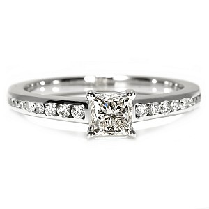 18k White Gold Engagement Ring with Princess Diamond GIA Certified i122866DipDi