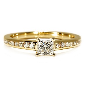 18k geelgouden verlovingsring met prinsesdiamant 0,50 ct GIA-gecertificeerd i122866DipDi