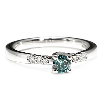 Engagement ring i123001DbDI in Gold with Blue Diamond and Colorless Diamonds