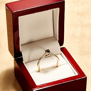 Engagement ring i123001DnDI in Gold with Black Diamond and Colorless Diamonds