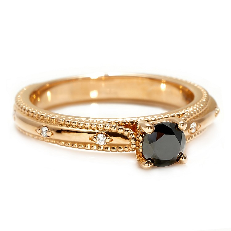 Engagement ring i123158dndi in Gold with Black Diamond and Colorless Diamonds