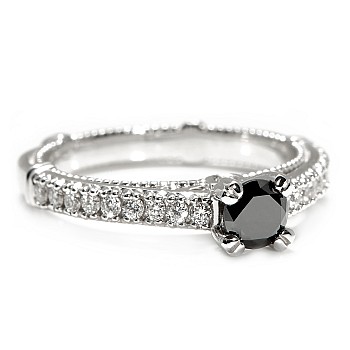 Verragio Style Engagement ring in 18k White Gold with Black Diamond and Diamonds i636DnDi