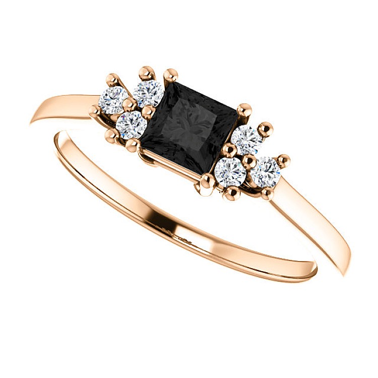 Engagement ring i71604DnDi in Gold with Black Diamond and Diamonds