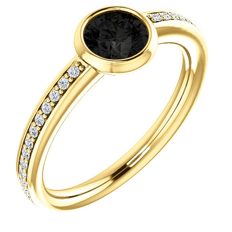 Engagement ring i71646dndi Gold or Platinum with Black Diamond and Diamonds