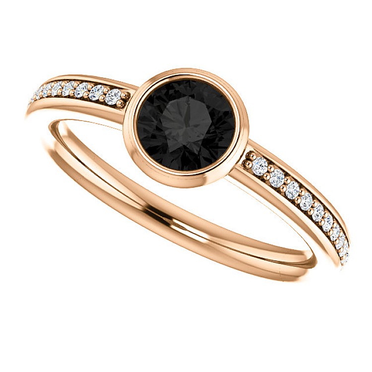 Engagement ring i71646dndi Gold or Platinum with Black Diamond and Diamonds