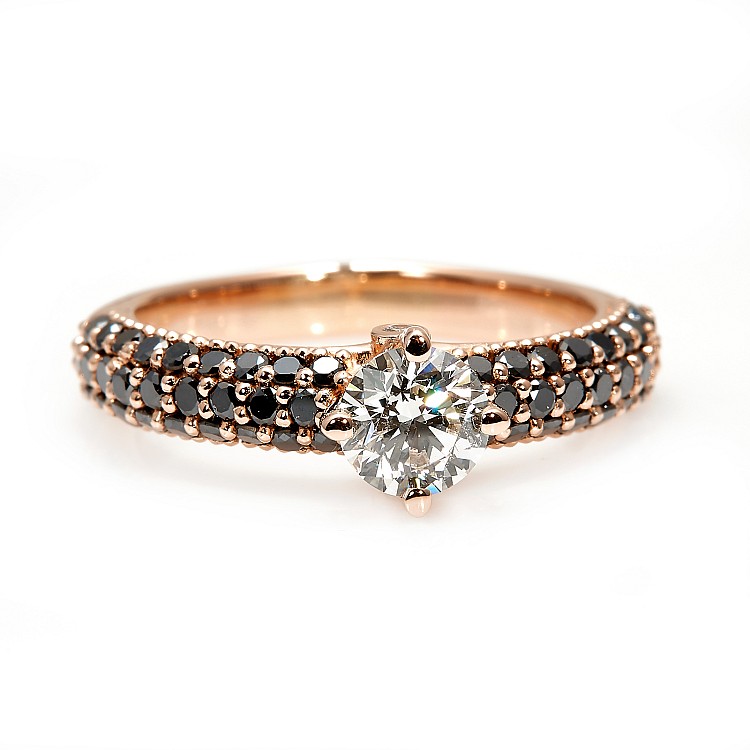 Engagement ring i906DiDn in Gold with Colorless Diamond and Black Diamonds - GIA 0.50ct - 0.70ct