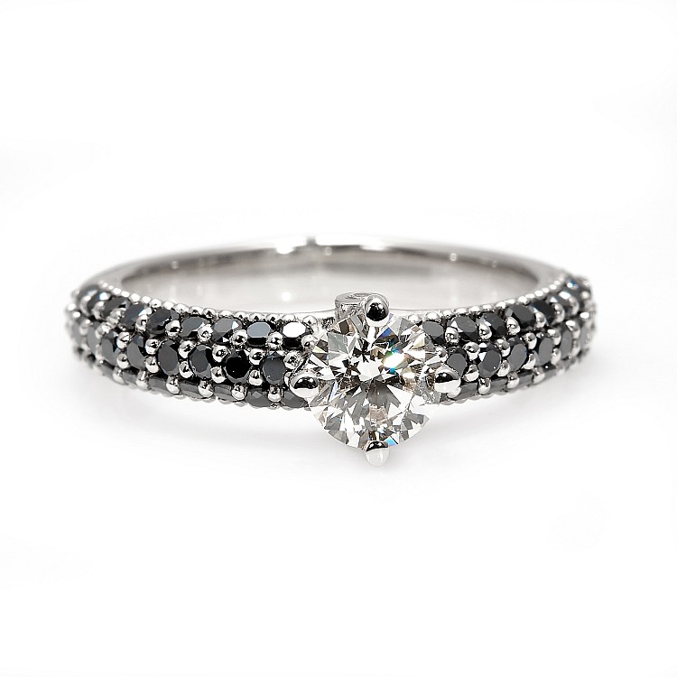 Engagement ring i906DiDn in Gold with Colorless Diamond and Black Diamonds - GIA 0.50ct - 0.70ct