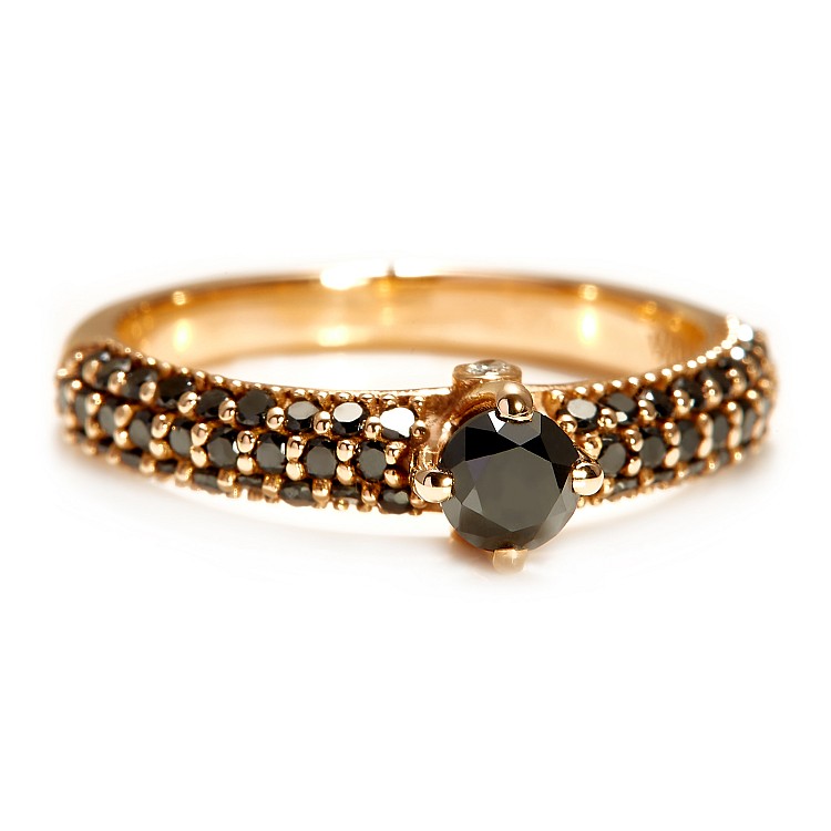 Gold Engagement Ring with Black Diamonds i906DnDn