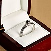 18k White Gold Sidestone Engagement Ring with Black Diamonds i906DnDn