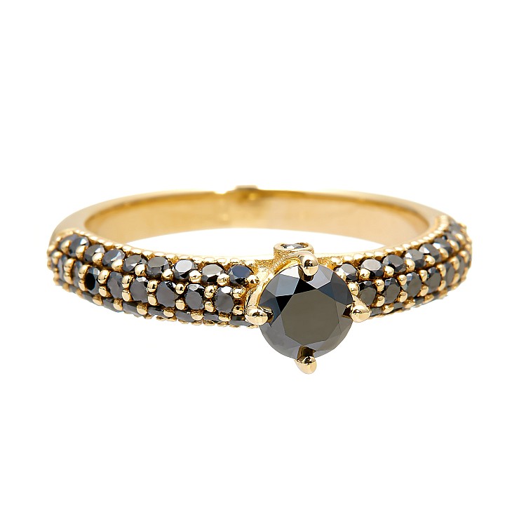 i906DnDn Gold Engagement Ring with Black Diamonds