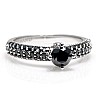 18k White Gold Sidestone Engagement Ring with Black Diamonds i906DnDn