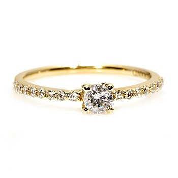 14k Yellow Gold Sidestone Engagement Ring with 0.25ct Colorless Central Diamond i1221908DiDi