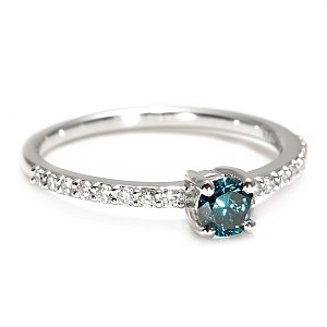 14k White Gold Engagement Ring with Blue Diamond 0.20ct and Colorless Diamonds i1221908dbdi