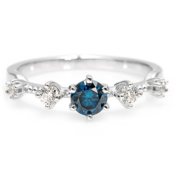 Engagement ring i2649Dbdi in Gold with Blue Diamond and Colorless Diamonds