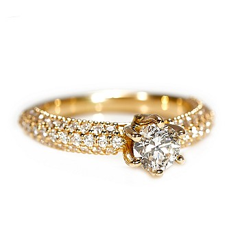 Engagement Ring in Gold with Central Diamond GIA Certified 0.50ct - 0.70ct i906p6didi