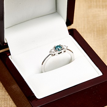 Engagement ring i2748DbDi in Gold with Blue Diamond and Diamonds