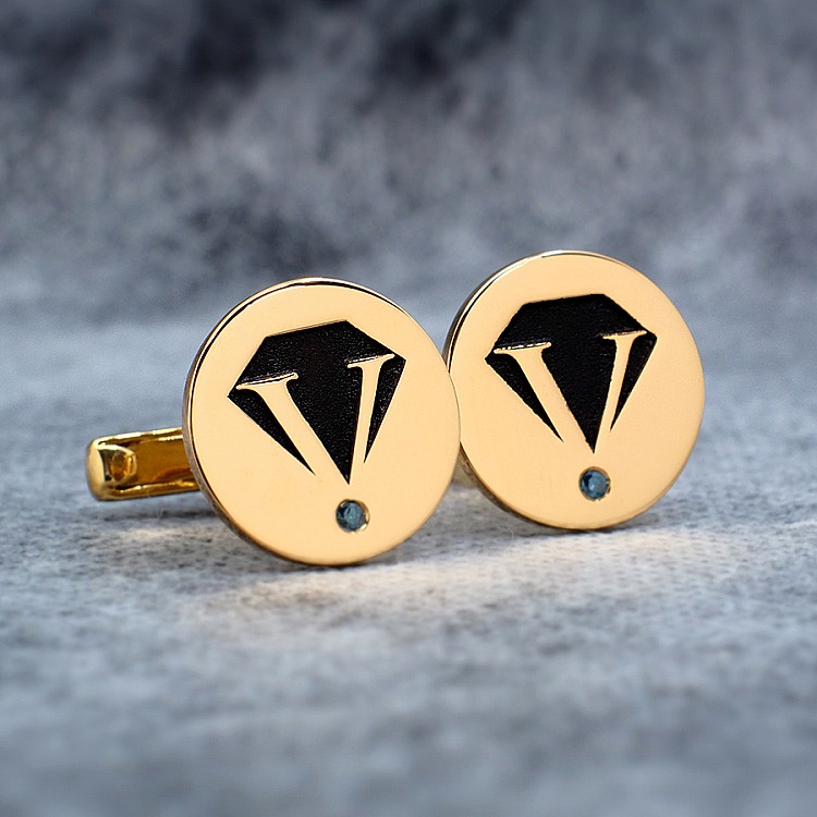 bt350 Gold or Platinum buttons with Blue Diamonds