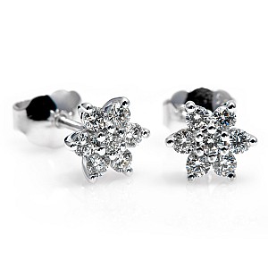 18k White Gold Diamond Snowflake Earrings c652didi