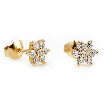 18k Yellow Gold Diamond Snowflake Earrings c652didi