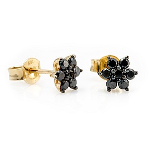 Gold earrings with black diamonds c652dndn