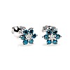 14k White Gold Earrings with Colorless and Blue Diamonds c652Didb