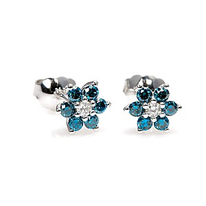 14k White Gold Earrings with Colorless and Blue Diamonds c652Didb