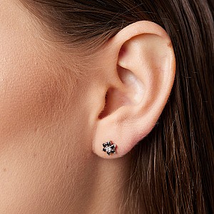 C652didn gold earrings with colorless and black diamonds
