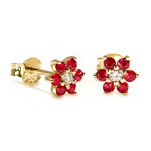 Gold or Platinum Earrings with Colorless Diamonds and Rubies c652dirb