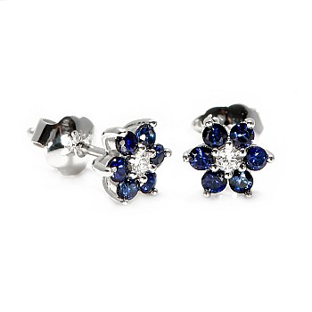 Gold or Platinum Earrings with Colorless Diamonds and Sapphires c652disf