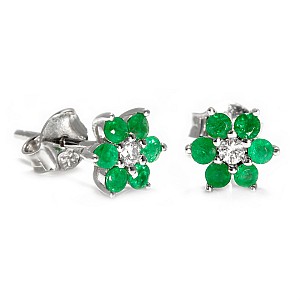 Gold or Platinum Earrings with Colorless Diamonds and Emeralds c652dism