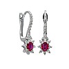 Fashion Gold Earrings with Ruby and Colorless Diamonds c3639