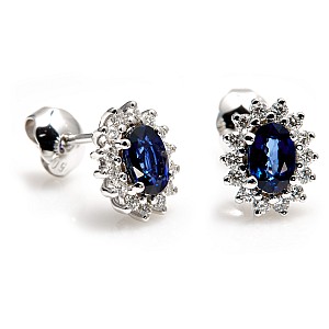 Earrings c042sfdi in Gold or Platinum with Sapphires and Diamonds