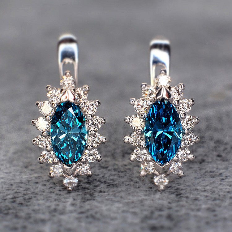 Kate Middleton Earrings in Gold with Blue and Colorless Diamonds c055DbmDi