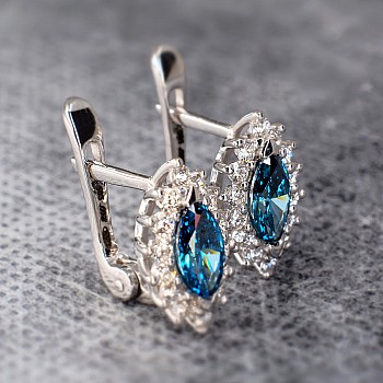 Kate Middleton Earrings in Gold with Blue and Colorless Diamonds c055DbmDi