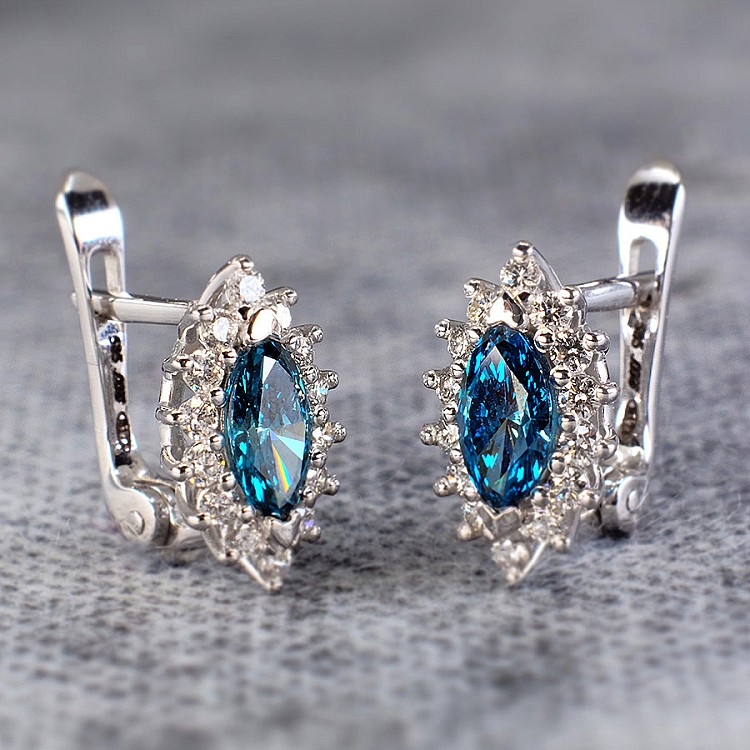 Kate Middleton Earrings in Gold with Blue and Colorless Diamonds c055DbmDi